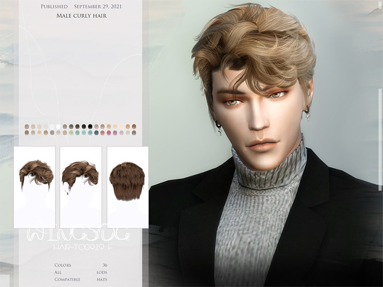 TO0929 – Male Curly Hair / Sims 4 CC