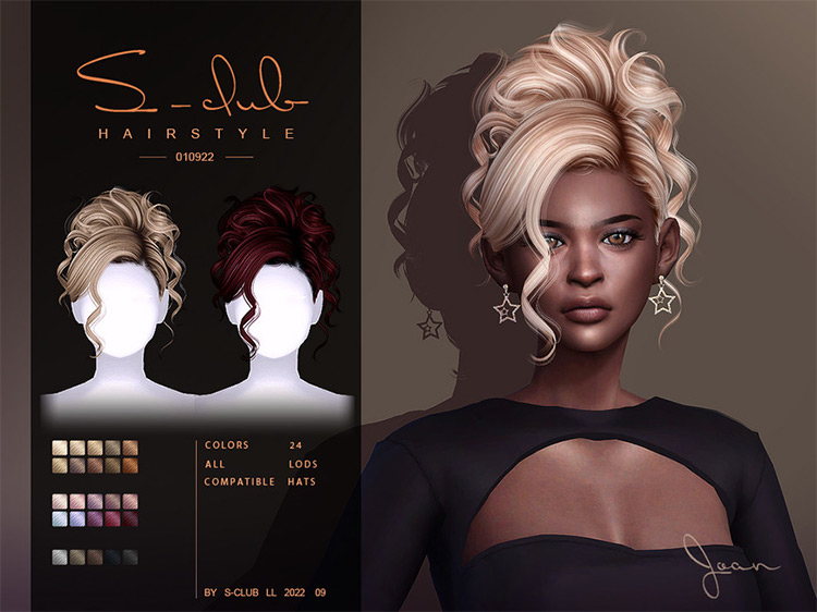 Curly Updo Hairstyle (Joan) / Sims 4 CC