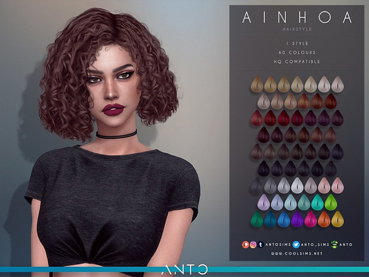 Ainhoa Short Curly Female Alpha Hair / Sims 4 CC