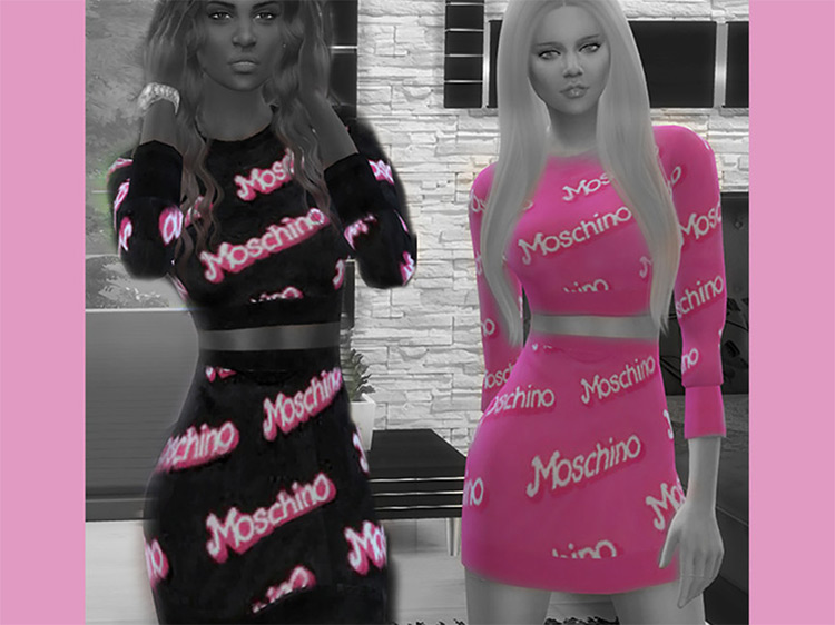 Moschino Barbie Outfit Sims 4 CC screenshot