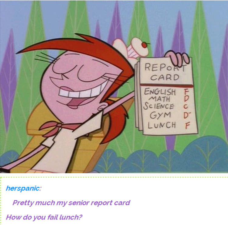 Vicky fails report card meme