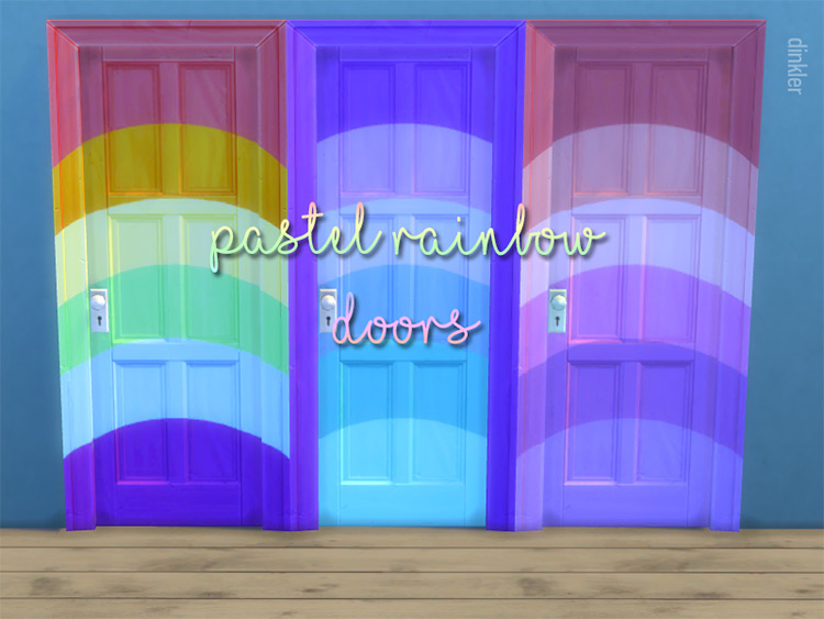 Rainbow Door Pastel Recolour by nevyx Sims 4 CC