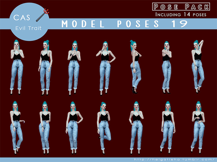 Model Poses 19 Posepack and CAS by HelgaTisha Sims 4 CC