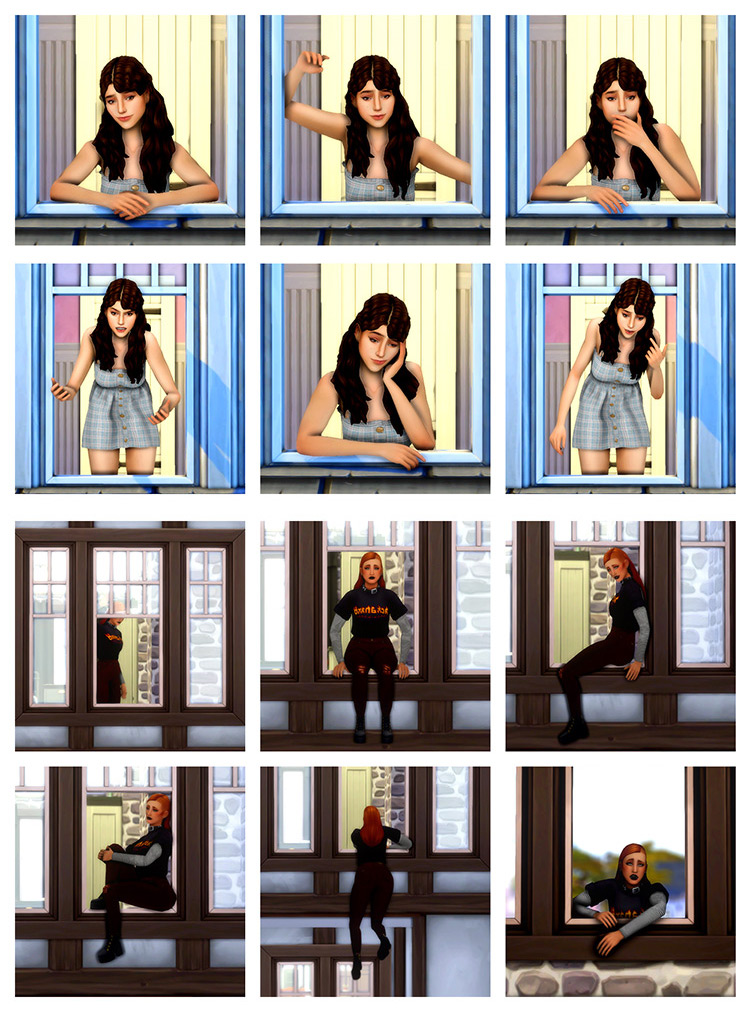 Come to My Window + Open Window Poses by hula zombie Sims 4 CC