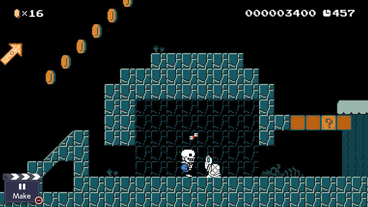 Sans over Mario SMB1 in Super Mario Maker 2