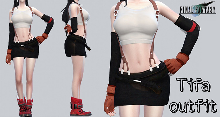 FFVII Tifa Outfit and Poses Sims 4 CC