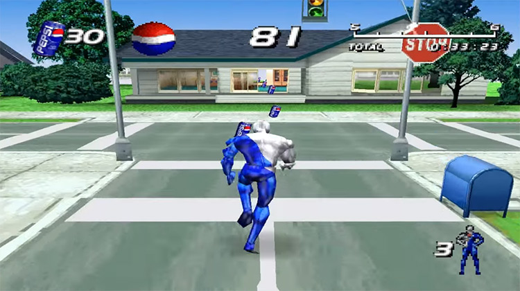 Pepsiman PS1 gameplay screenshot