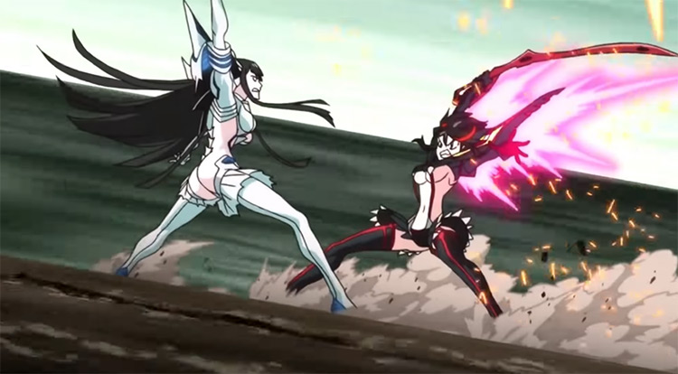Ryuko vs Satsuki - First Kamui Fight scene from Kill la Kill