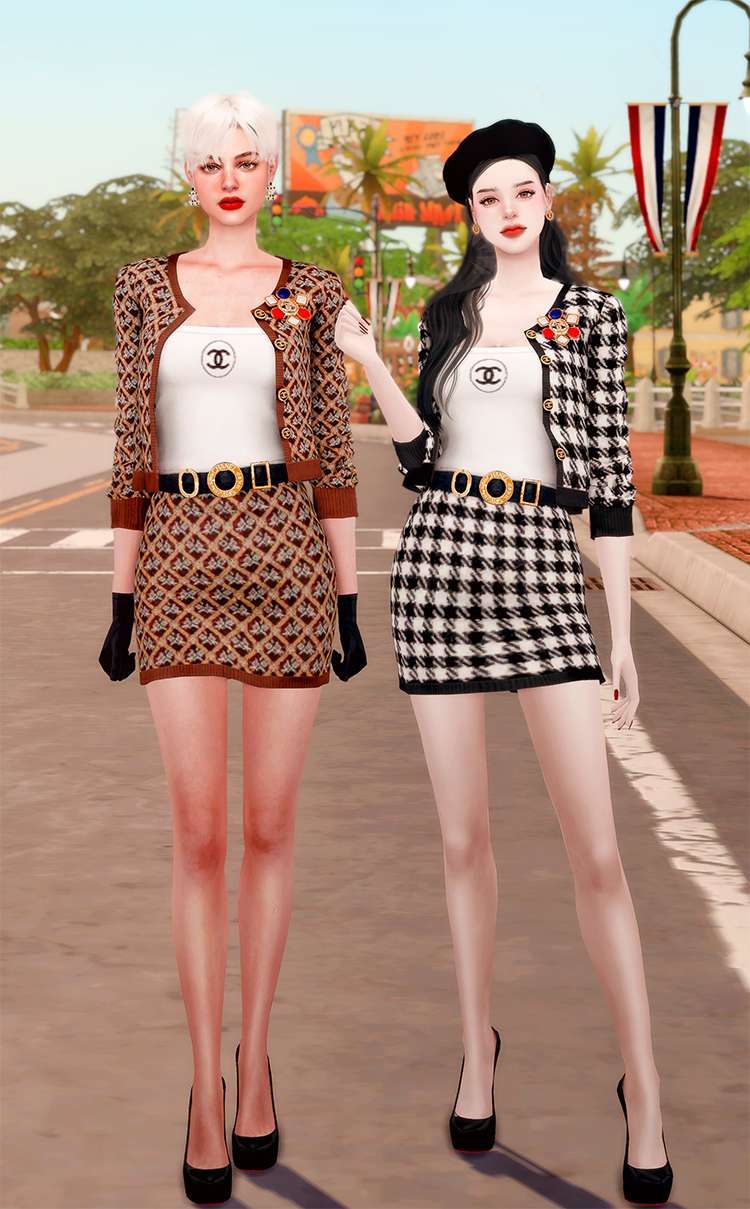 Chanel TS4 clothes - cardigan, skirt, accessories