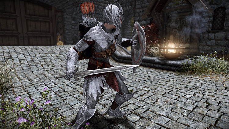 Red and Silver Elven Armor Skyrim mod