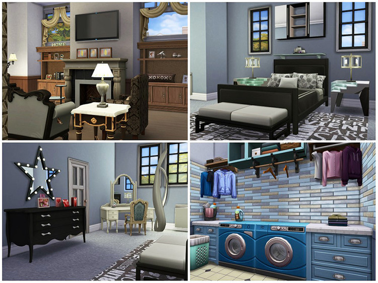 Big Blue Suburban Interior / Sims 4 Lot
