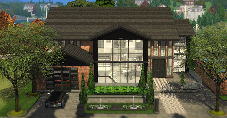 Suburban Hamptons House Design for The Sims 4