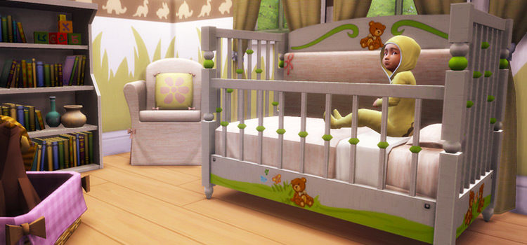 Animal Pattern Baby Crib CC (Maxis-Match) for TS4