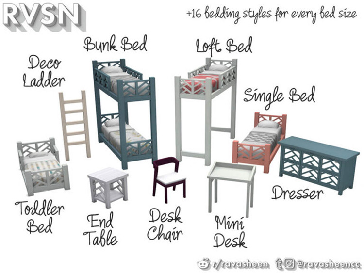 Sims 4 Maxis Match Bunk Beds (All Free) All Sims CC