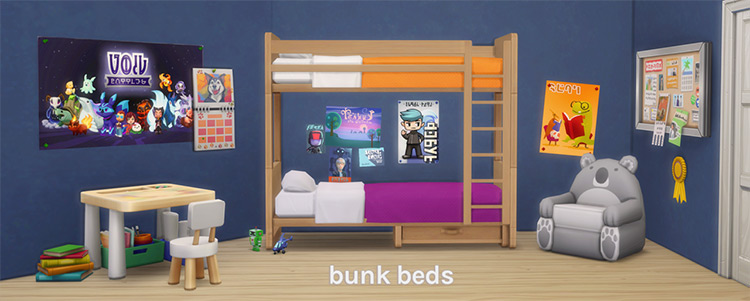 University Life Bunk Beds CC for The Sims 4