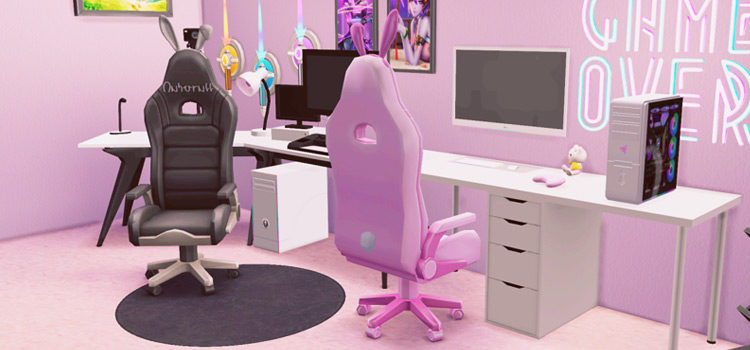 Bunny Gaming & Desk Chair Set / Sims 4 CC
