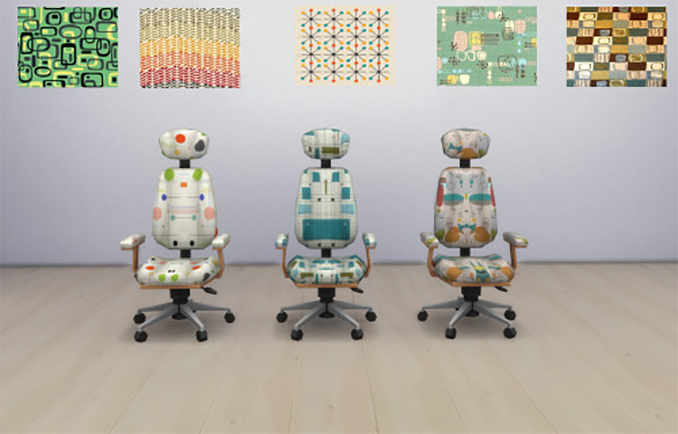 Mid-Century Desk Chair Patterns / Sims 4 CC