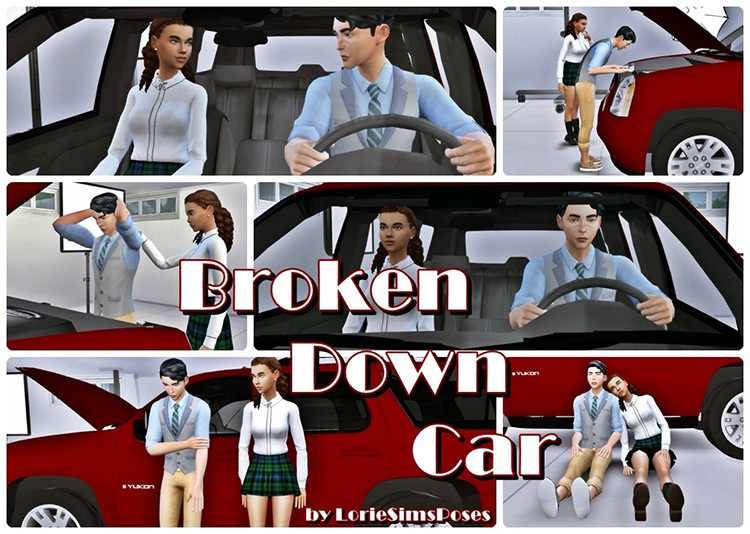 Broken-Down Car Pose Pack / TS4