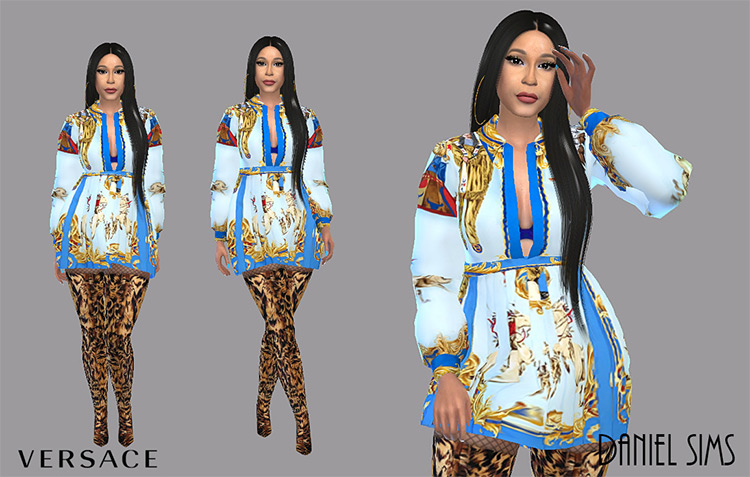 Cardi B in Versace Outfit for The Sims 4