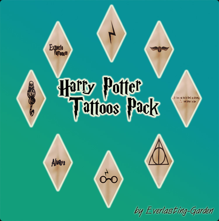 Harry Potter Tattoos Pack by Everlasting-Garden / Sims 4 CC