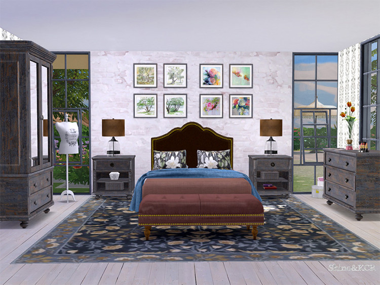 Pottery Barn Bedroom by ShinoKCR / Sims 4 CC