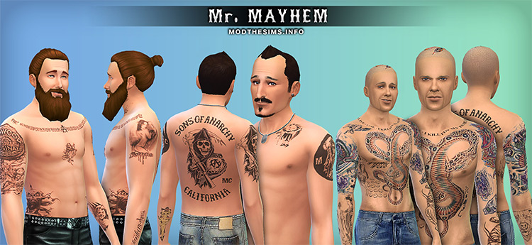 Mr.Mayhem’s Tattoos + Scars Pack for The Sims 4