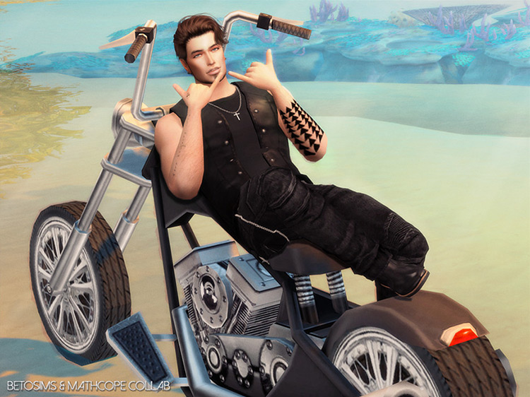 Mathcope Biker Vest CC for The Sims 4