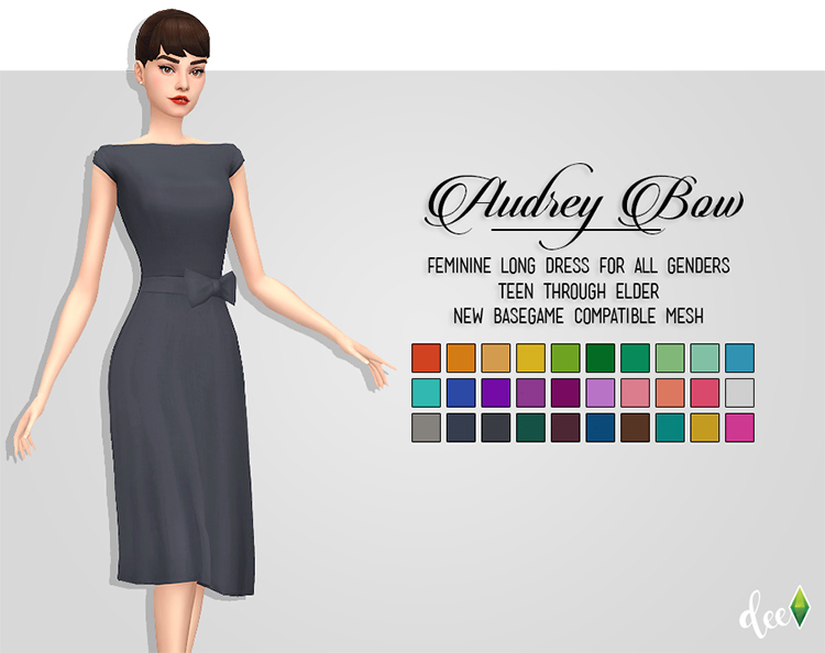 Audrey Bow Dress / Sims 4 CC
