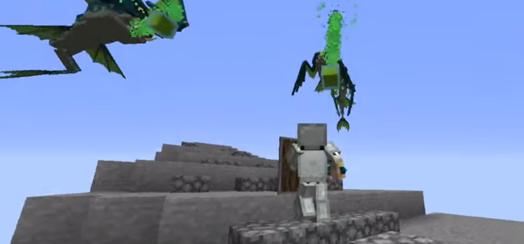 Dark Souls Character Battling Dragons in Minecraft