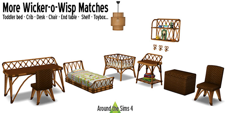 Wicker O’ Wisp Kids Room Set / TS4 CC