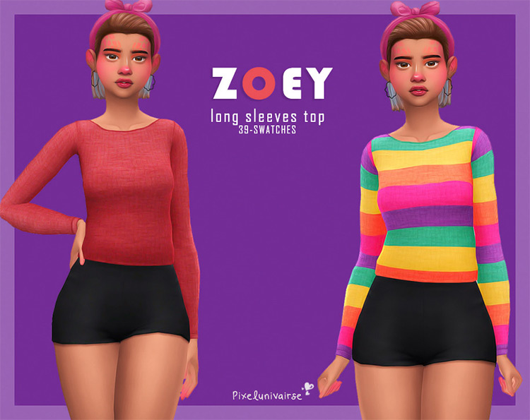 Zoey Long Sleeves Top Sims 4 CC