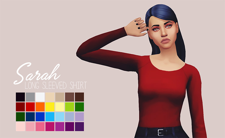 Sarah Long Sleeved Shirt Sims 4 CC