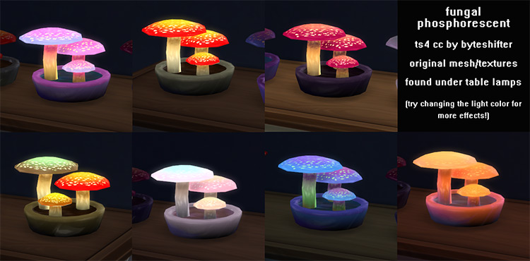 Glowing Mushroom-shaped Lamps CC for The Sims 4