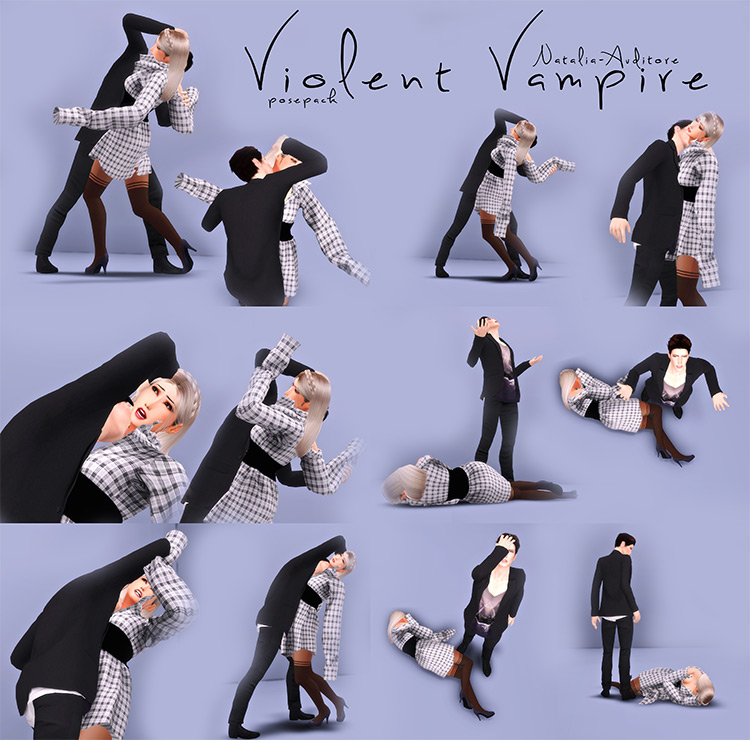 Violent Vampire Poses by Natalia-Auditore for The Sims 4