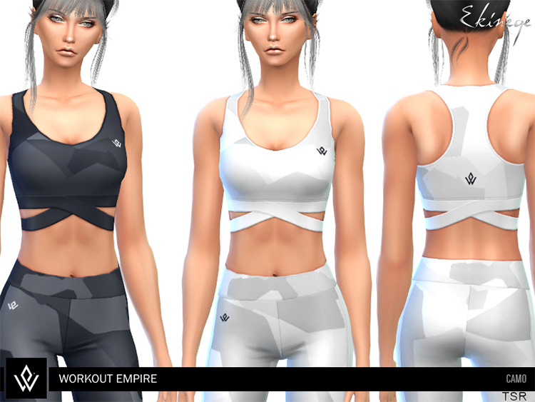 Workout Empire Camo Bra for The Sims 4