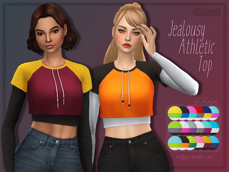 Jealousy Athletic Top CC for The Sims 4