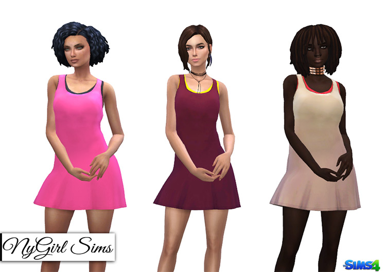 Layered Athletic Tank Dress For Girls / Sims 4 CC