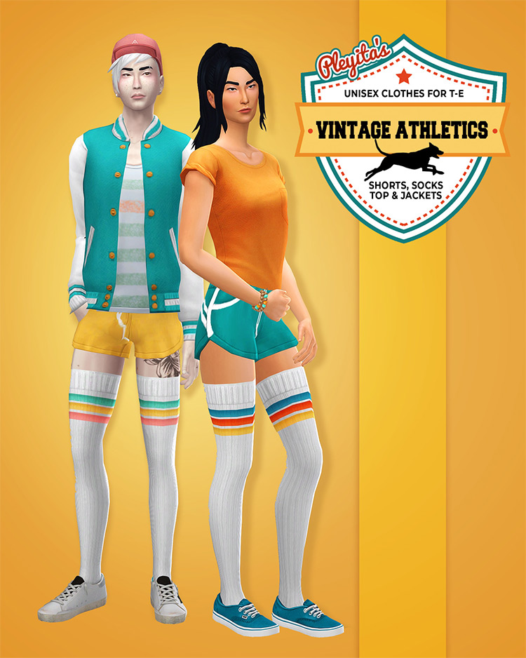 Vintage Athletics Set (Guys & Girls) Sims 4 CC
