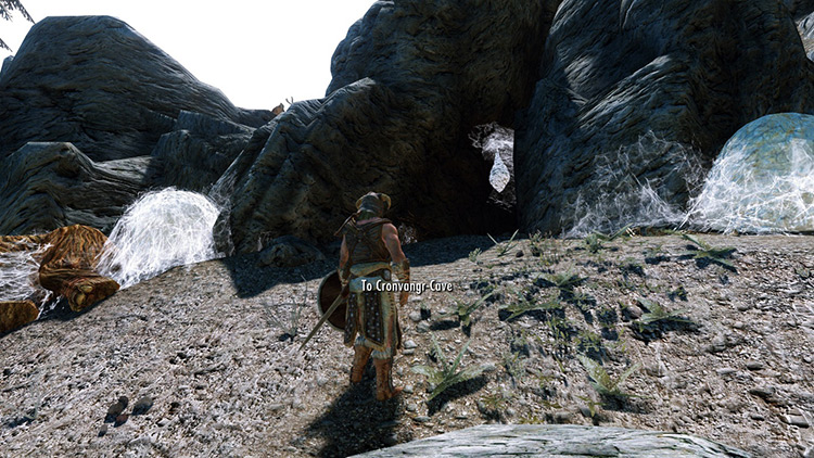 The entrance can be easily identified by the spider egg sacks / Skyrim
