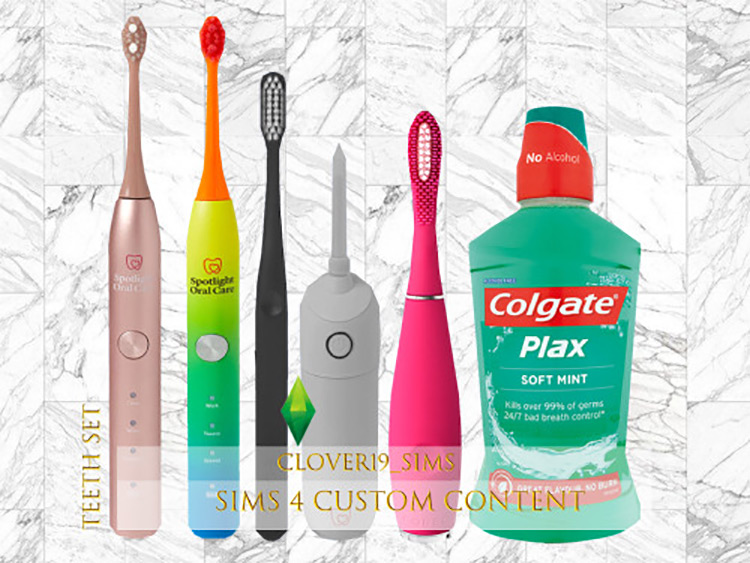 Teeth Hygiene CC Set by clover19sims / Sims 4 CC
