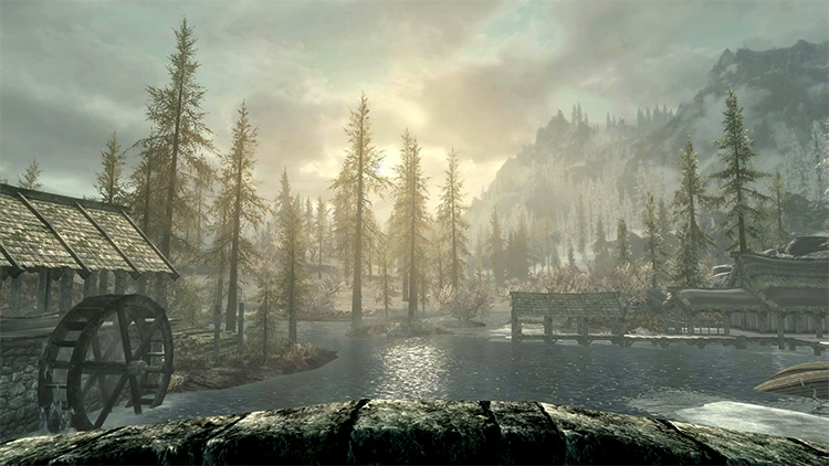 Morthal town in Skyrim