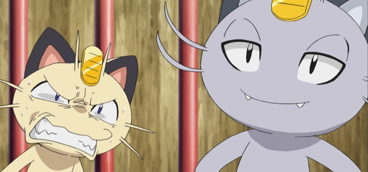 Alolan Meowth and classic Meowth in the anime