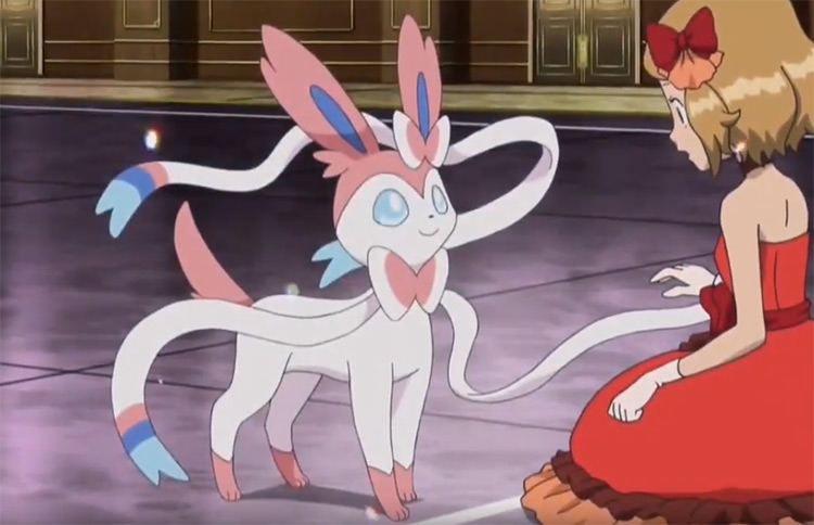 Sylveon in the anime, best pink-colored Pokemon