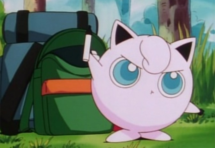 Jigglypuff pink Pokemon, anime screenshot