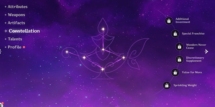 Dori’s constellation screen / Genshin Impact