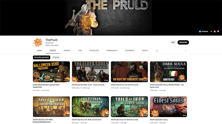 ThePruld YouTube channel page screenshot