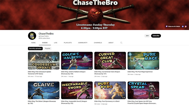 ChaseTheBro YouTube channel page screenshot