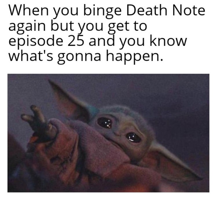 Baby yoda death note meme