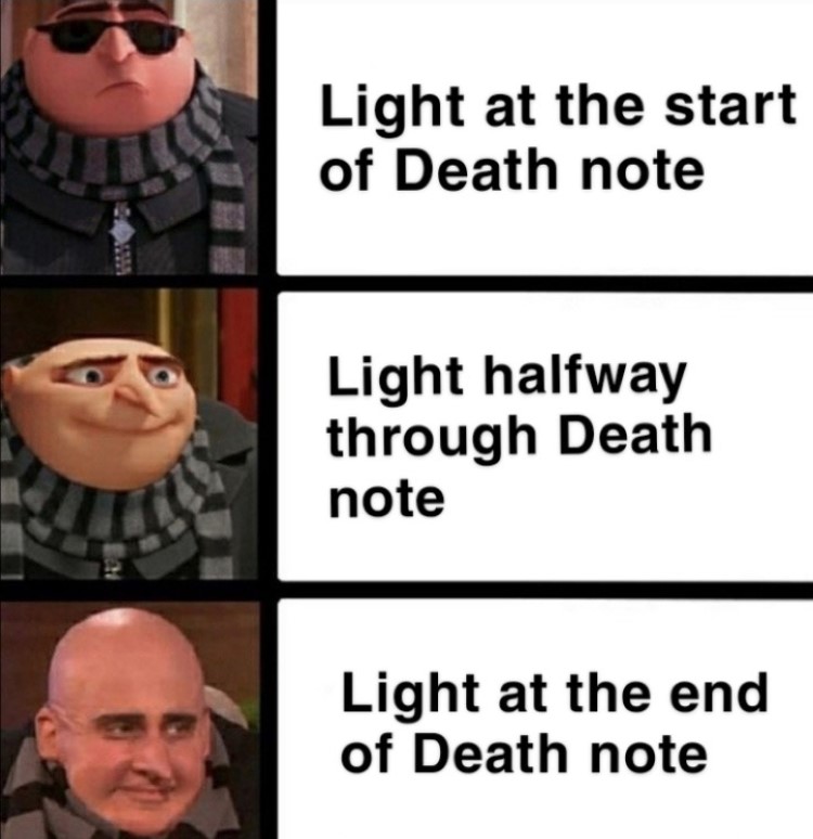 Gru Light at the end of Death Note meme