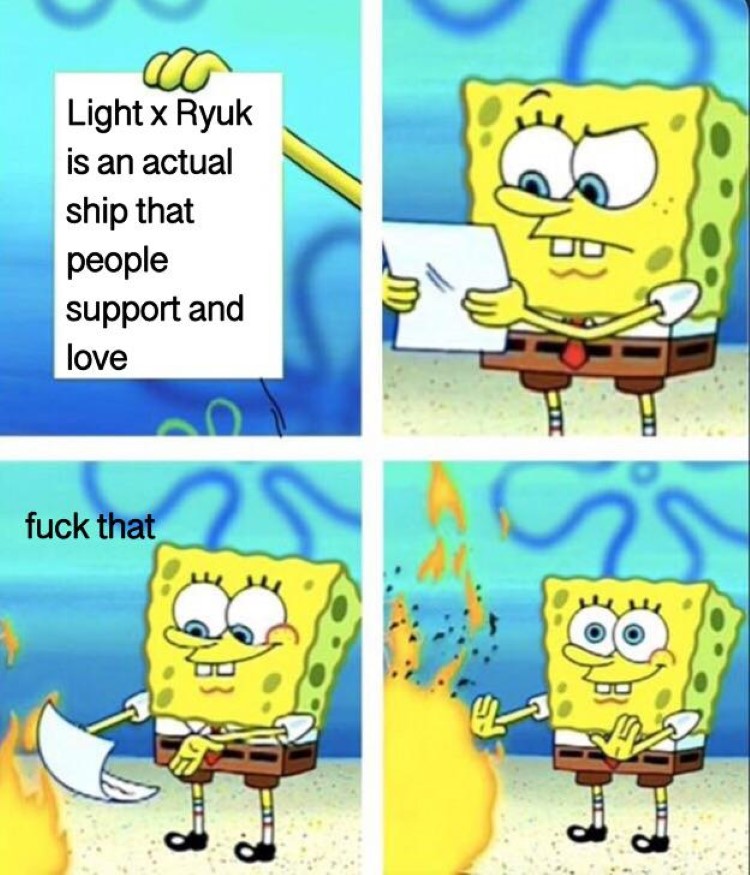 SpongeBob Light x Ryuk ship - eff that SpongeBob crossover Death Note